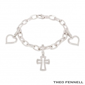 Theo Fennell White Gold Diamond Charm Bracelet